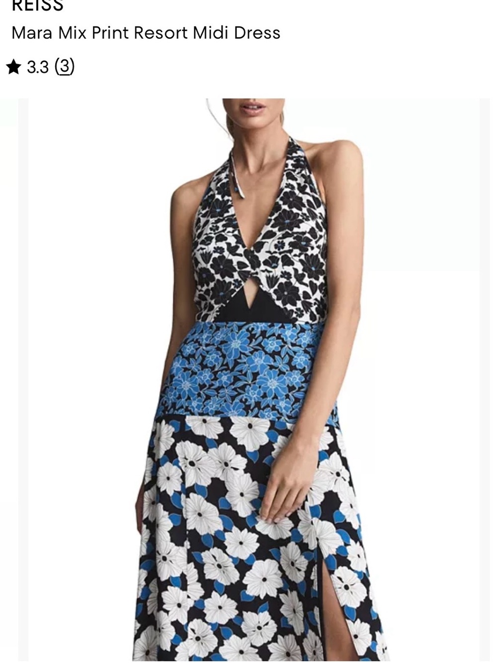 Reiss Floral V-Neck Maxi Dress in Black, White & Blue - Picture 5 of 6